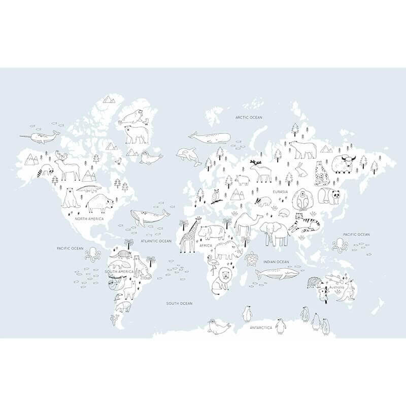 Animal World Map Wall Sticker