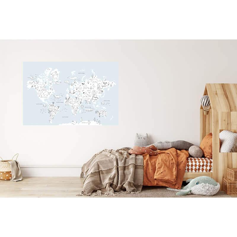 Animal World Map Wall Sticker