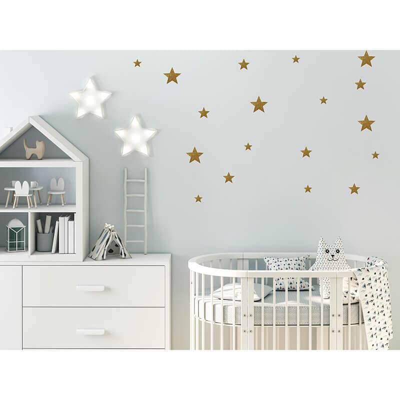 Gold Glitter Stars Wall Stickers