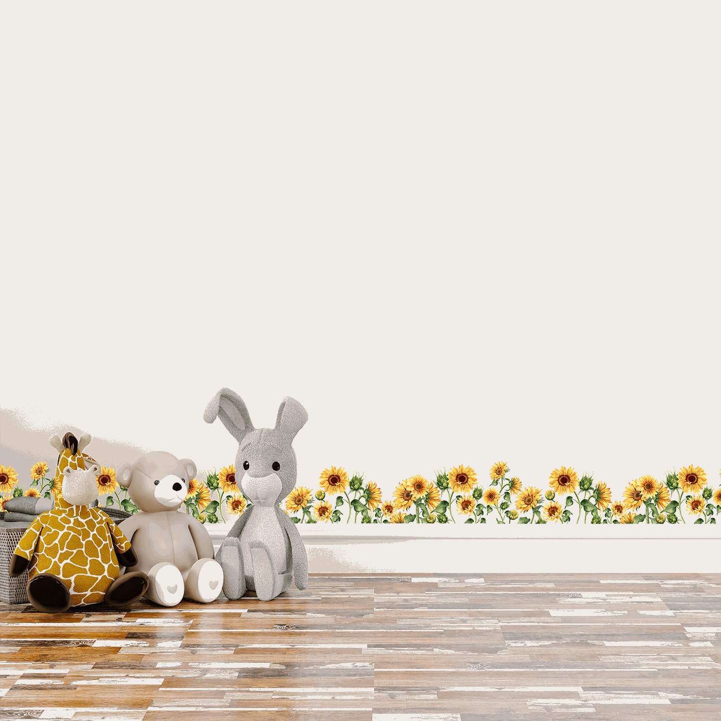 Sunflower border printed on removable fabric decals