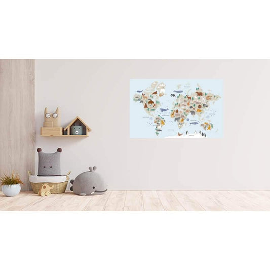 Animal World Map Wall Sticker