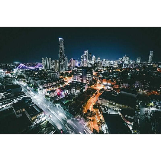 Brisbane Night Skyline Wall Mural
