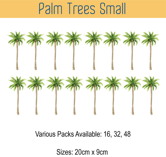 A set of Palm Tree Large Wall Sticker Decals on a damage-free, removable fabric background.