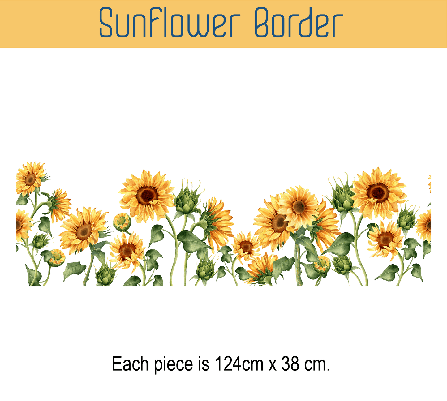 Sunflower border printed on removable fabric decals