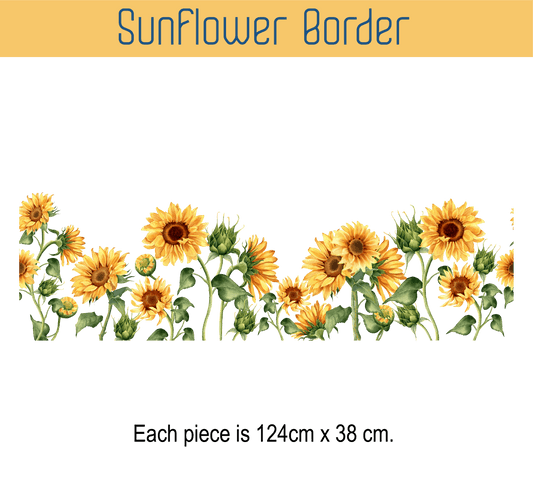 Sunflower border printed on removable fabric decals