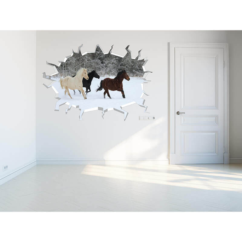 These Wall Break Wall Decal Sticker provide an awesome 3D visual effect in any room regardless of the image. Printed on Phototex fabric makes them removable and damage free.